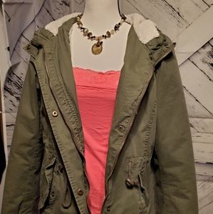 Ambiance Sherpa lined coat Army Green medium